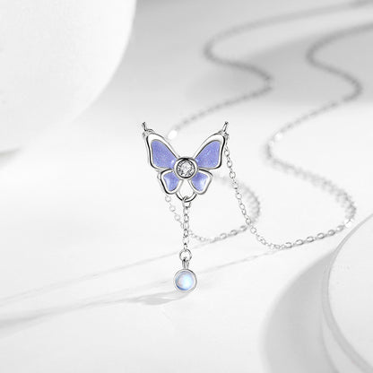 Collana farfalla argento in vetro