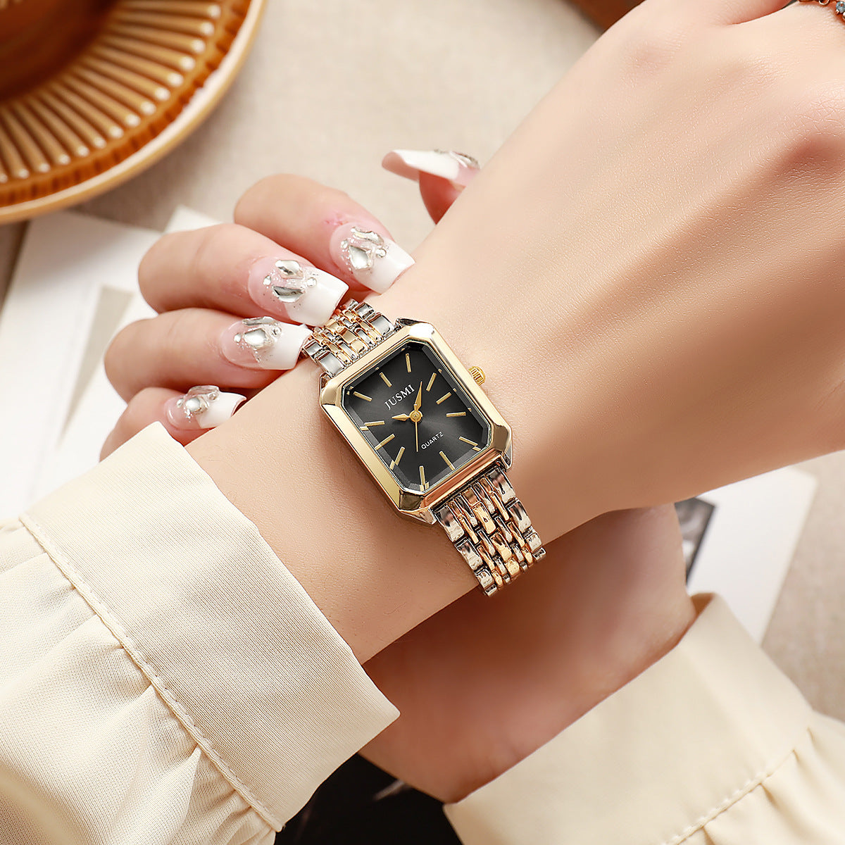 Orologio quadrato in acciaio al quarzo