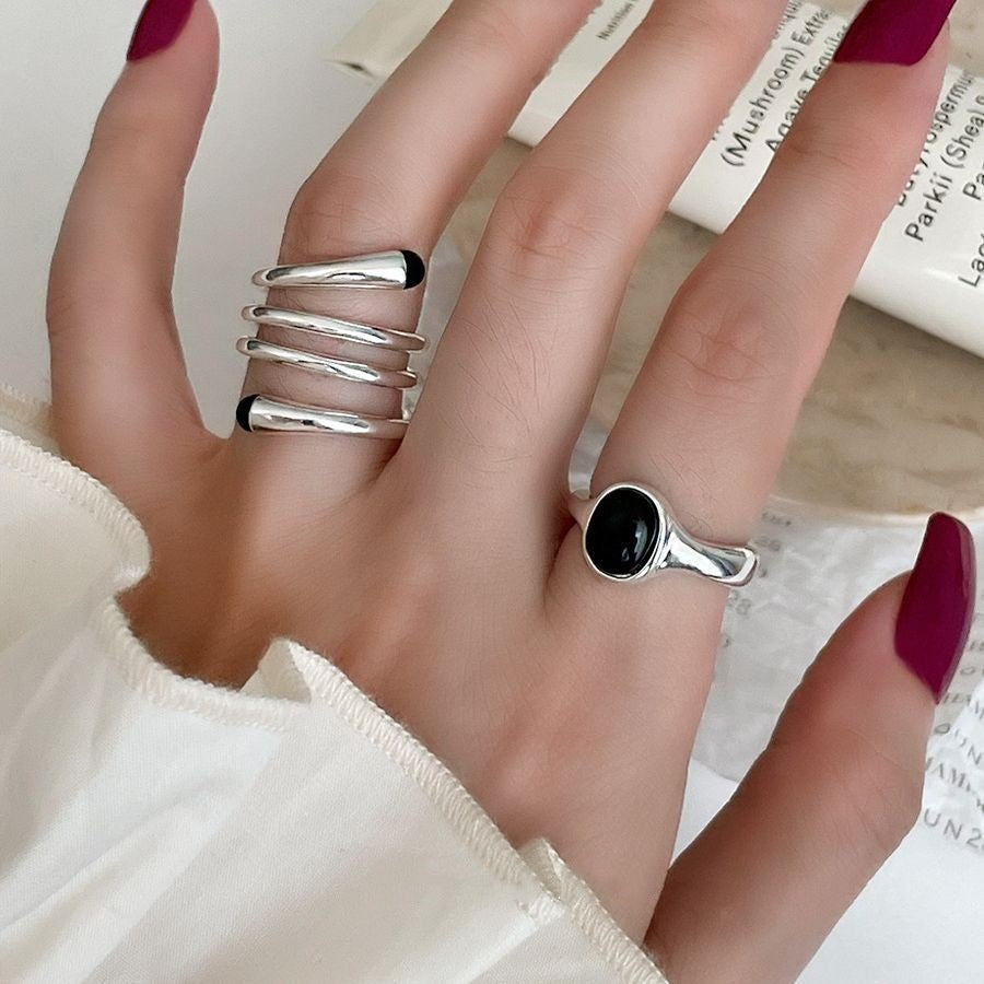 Anello ovale zircone nero donna