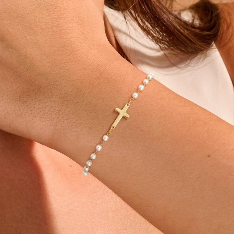 Collana pendente croce perla
