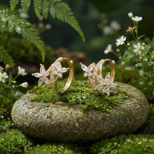 Orecchini cerchio floreali
