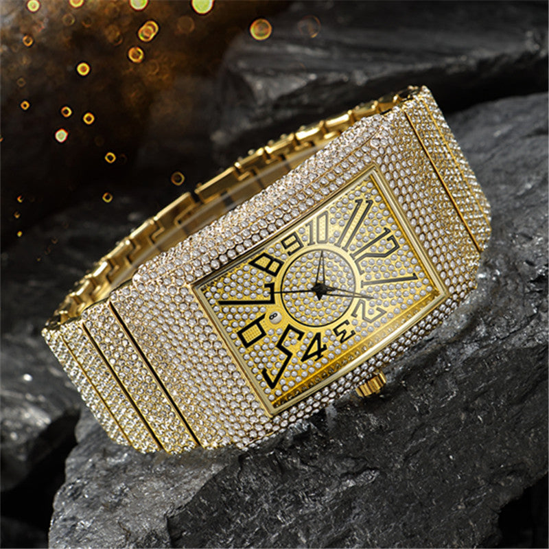 Orologio quadrato con diamanti da uomo