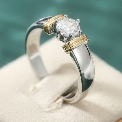 Anello bicolore zirconi tondi