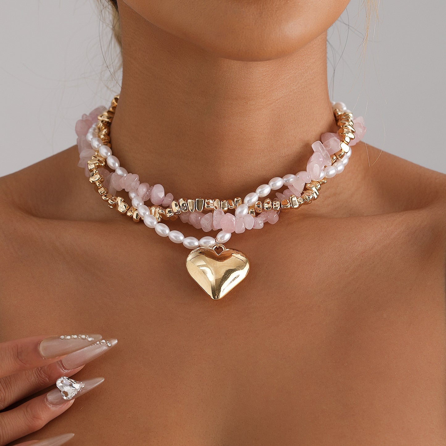 Collana perle barocche multistrato naturale