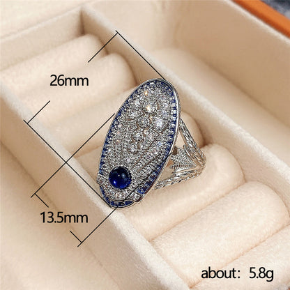 Anello Zircone Blu Retrò