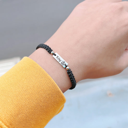 Bracciale corda rossa con corona