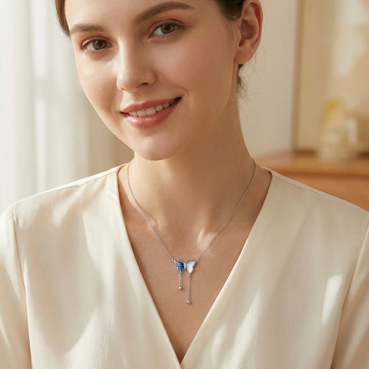 Collana farfalla argento smalto blu