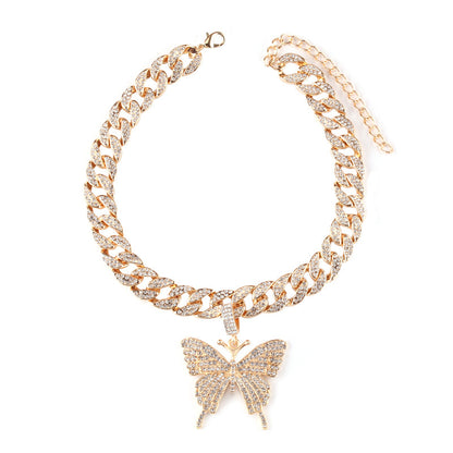 Collana con ciondolo farfalla in strass
