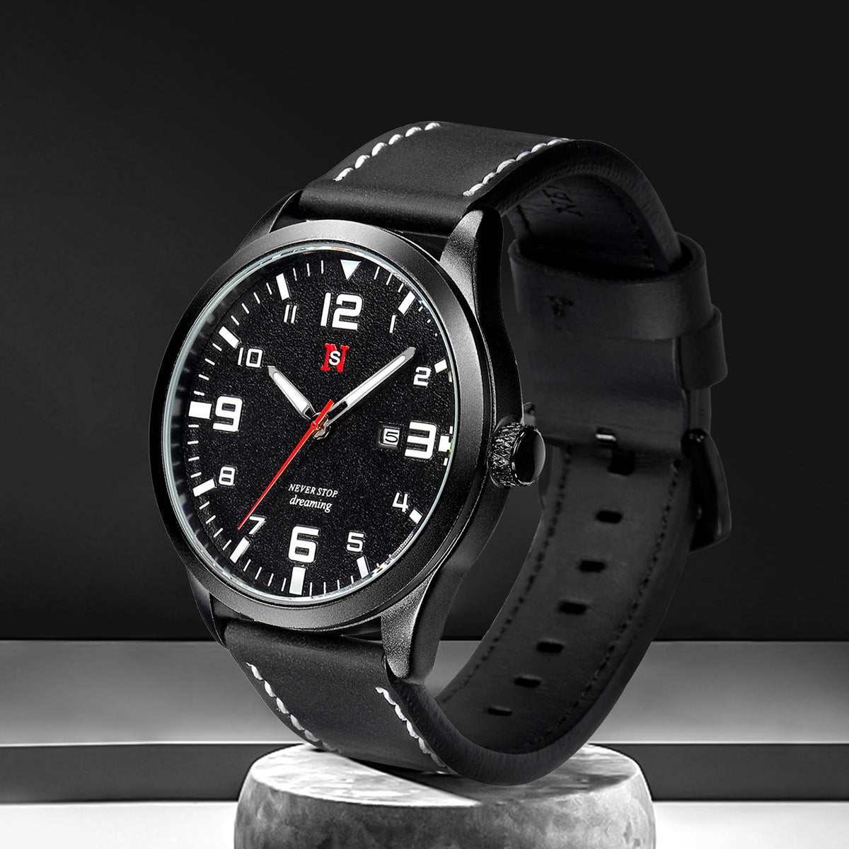 Orologio uomo calendario al quarzo cinturino in pelle