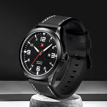 Orologio uomo calendario al quarzo cinturino in pelle