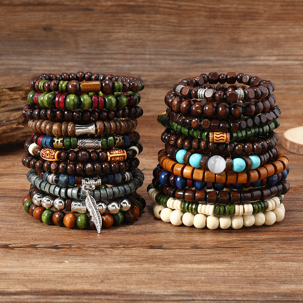 Set 22 braccialetti di legno