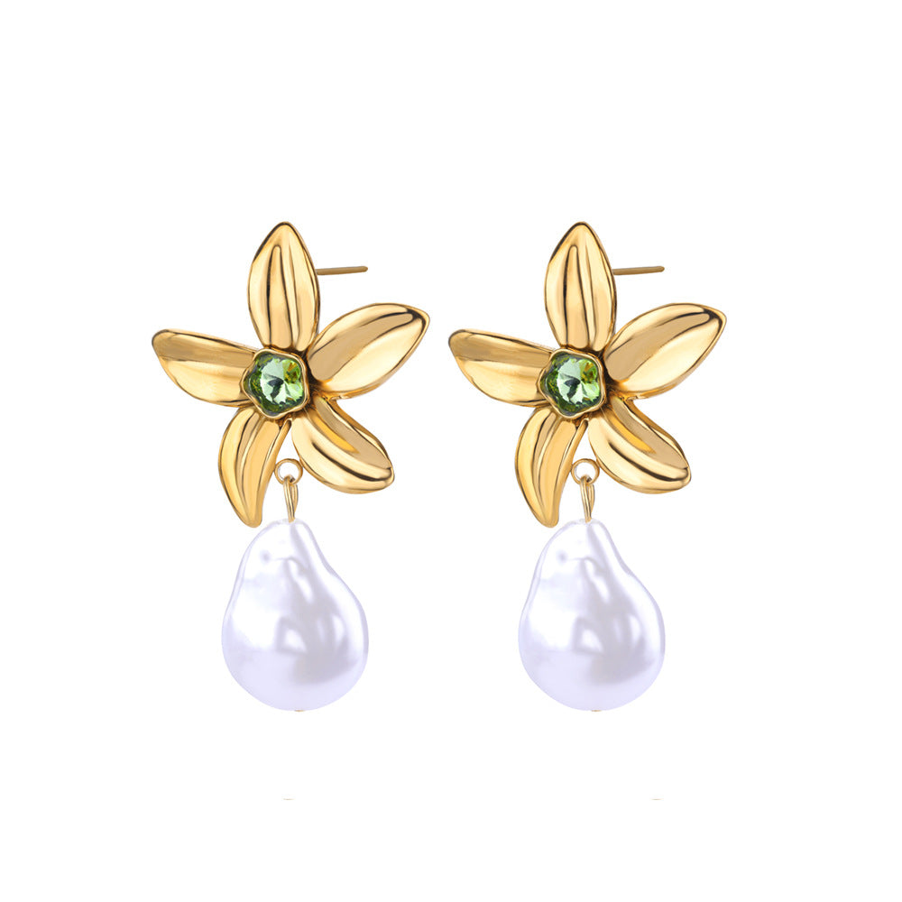 Orecchini fiore zircone verde