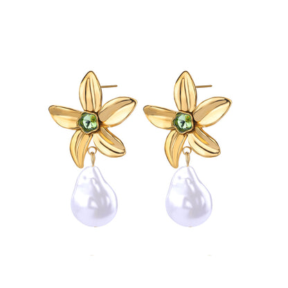 Orecchini fiore zircone verde