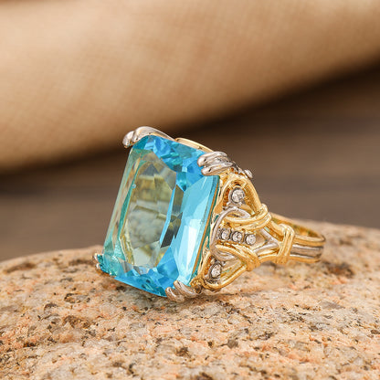 Anello geometrico retrò con zirconi