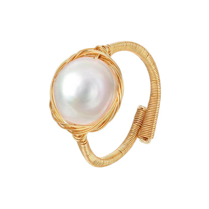 Anello perla d'acqua dolce fatto a mano