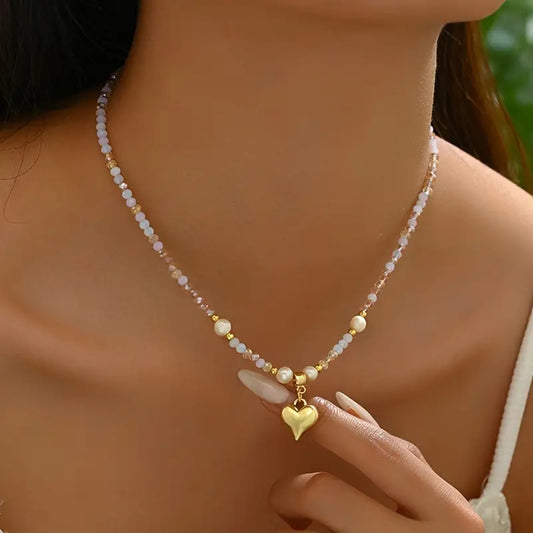 Collana perla cuore donna