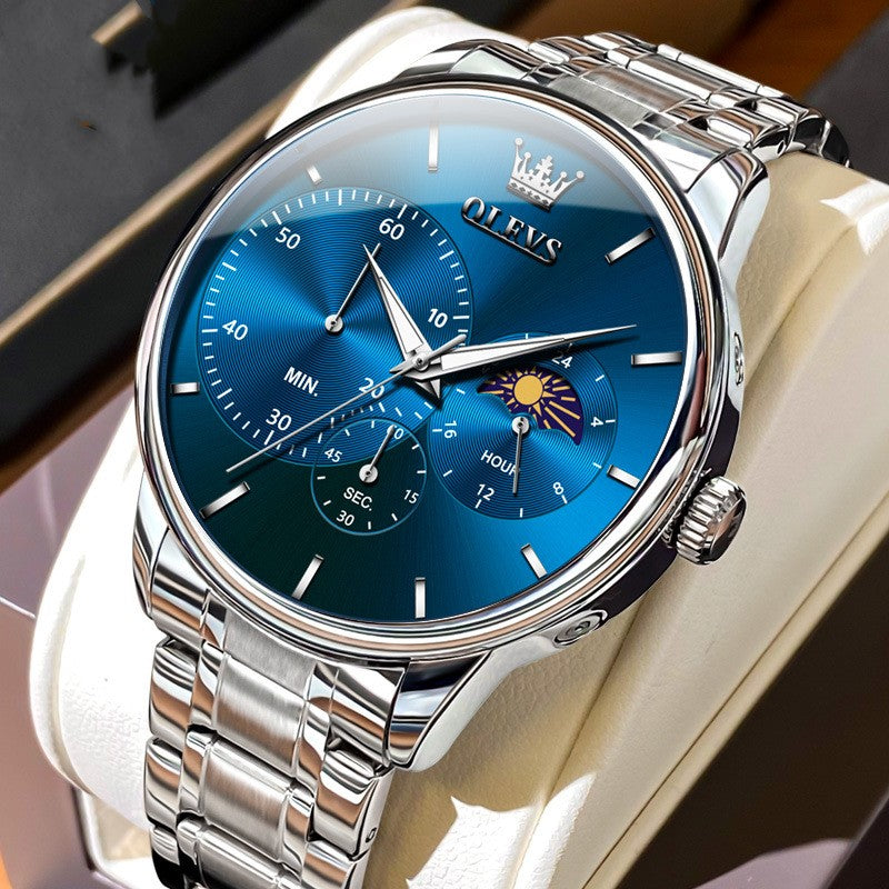 Orologio acciaio multifunzione da uomo impermeabile