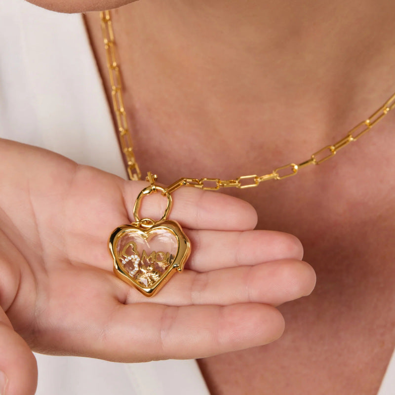 Collana cuore zirconi corta