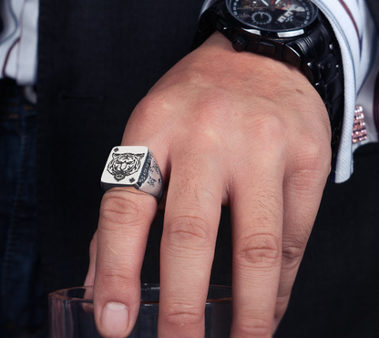 Anello tigre zodiaco argento