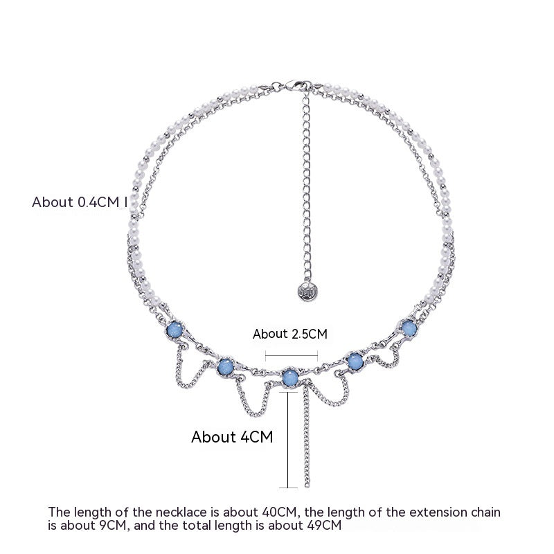 Collana Vetro Blu Geometrica