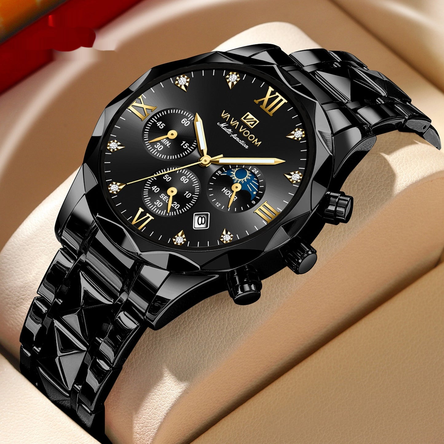 Orologio doppio calendario impermeabile in tungsteno