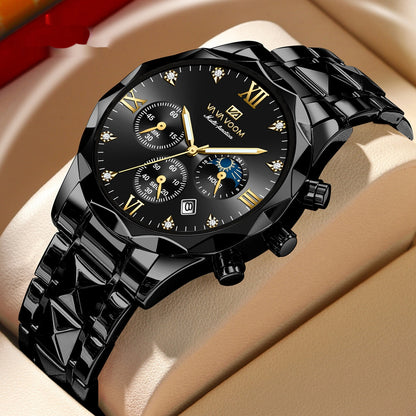Orologio doppio calendario impermeabile in tungsteno