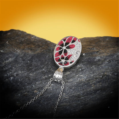 Collana fiore smaltato con zirconi da donna