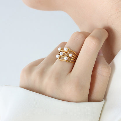 Anello onda perla vintage