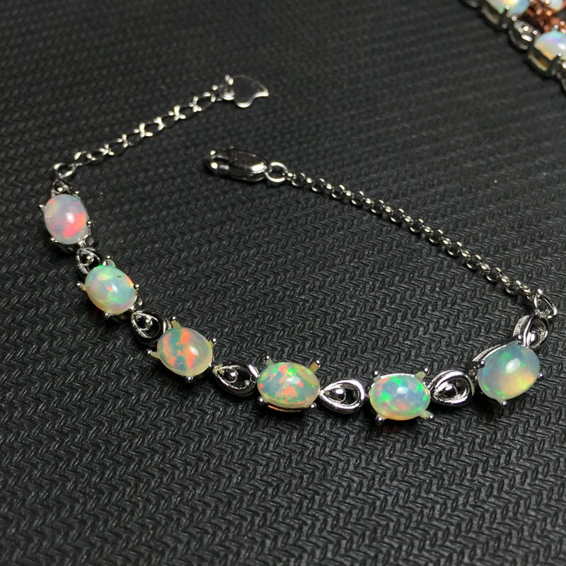 Bracciale argento e opale naturale