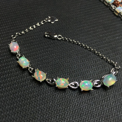 Bracciale argento e opale naturale