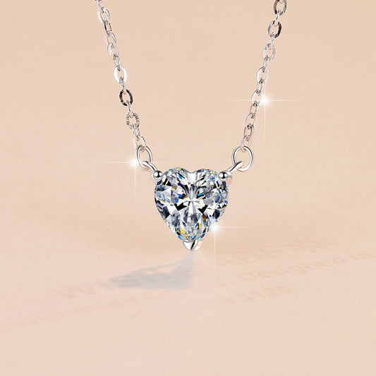 Collana cuore moissanite in argento