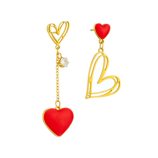 Orecchini cuore traforato asimmetrico