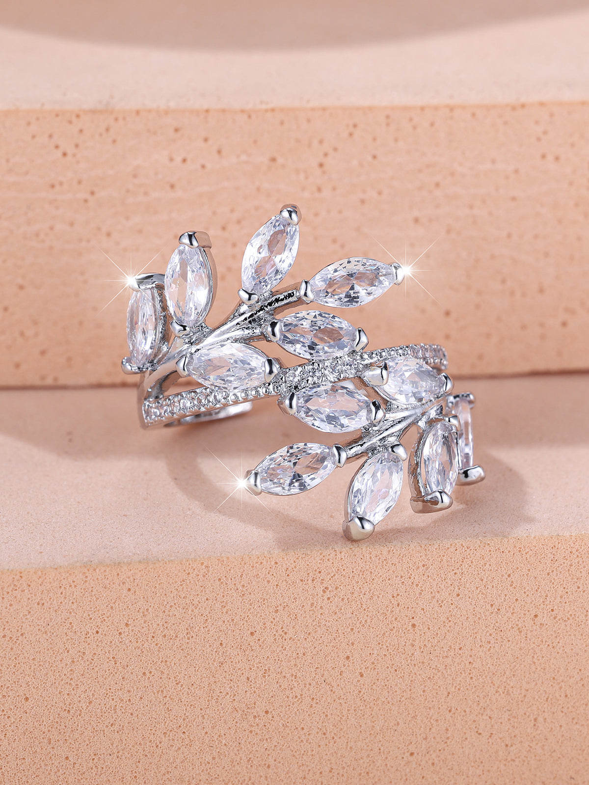 Anello Zircone Foglia