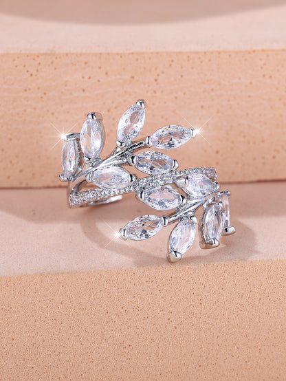 Anello Zircone Foglia