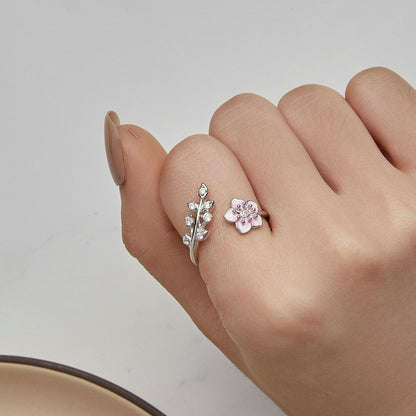 Anello charm fiore rosa