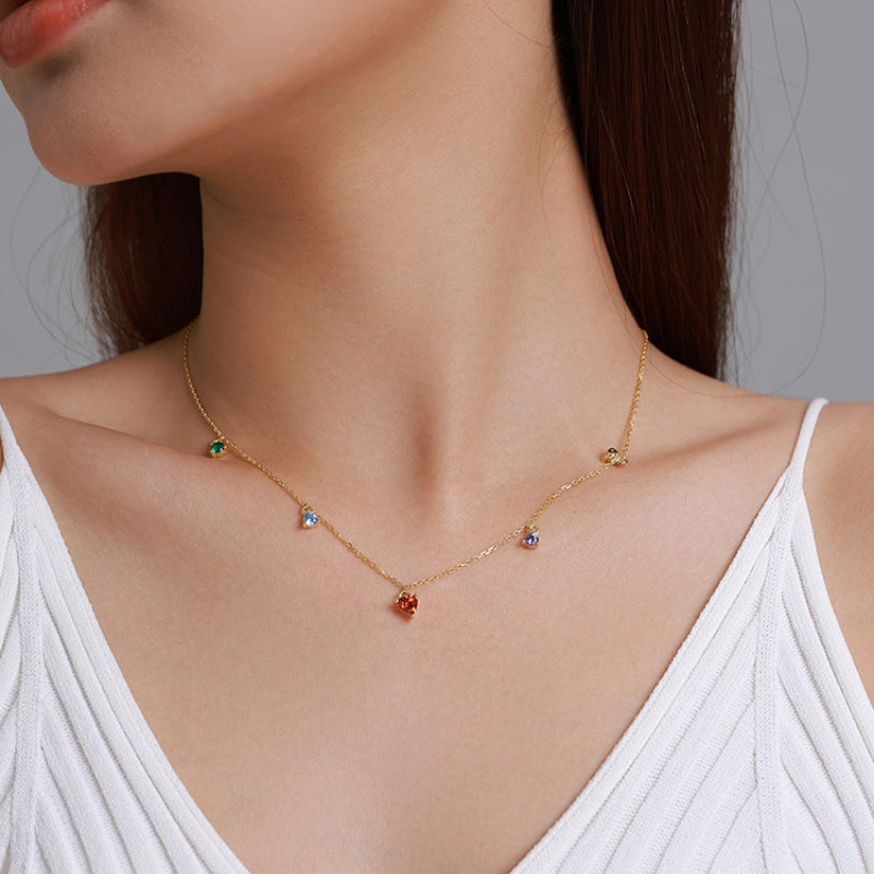 Collana zirconi colorati argento