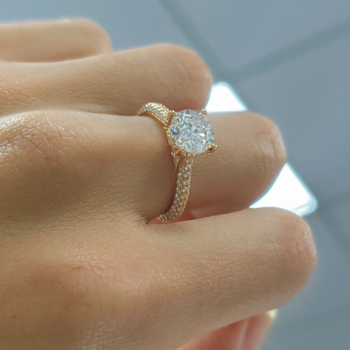 Anello moissanite placcato rame