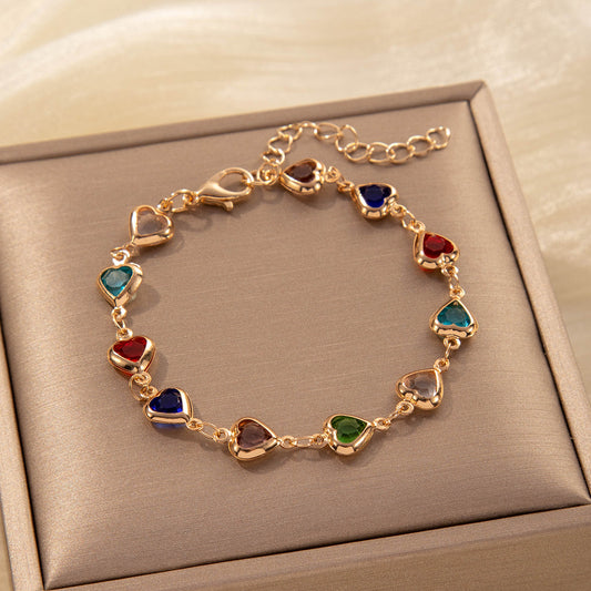 Bracciale cuori zircone colorati