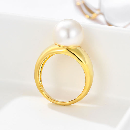 Anello perla geometrico rotondo