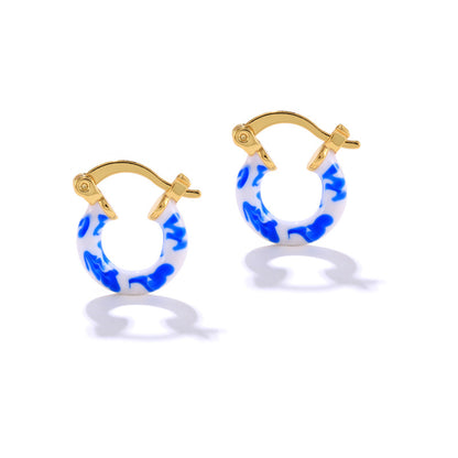 Orecchini blu e bianco stile cinese