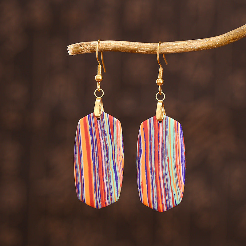 Orecchini boho a righe multicolore