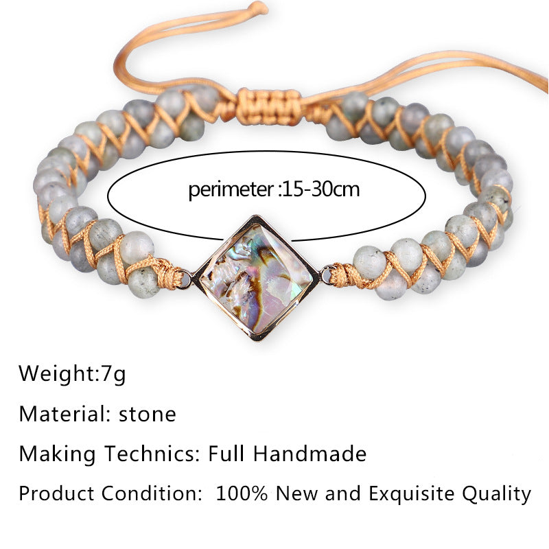 Bracciale intrecciato conchiglia e pietre