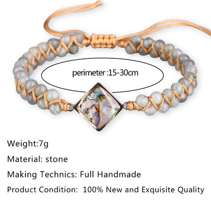 Bracciale intrecciato conchiglia e pietre