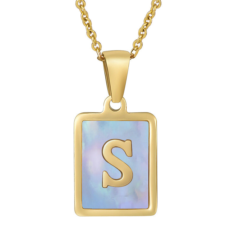 Collana titanio con lettera e conchiglia