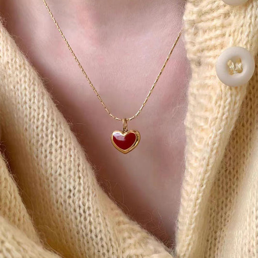 Collana cuore pesca rosso