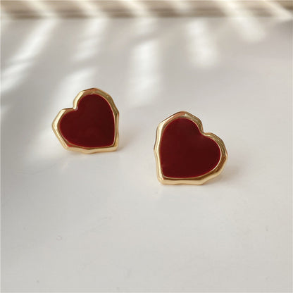 Orecchini cuore rosso smaltato