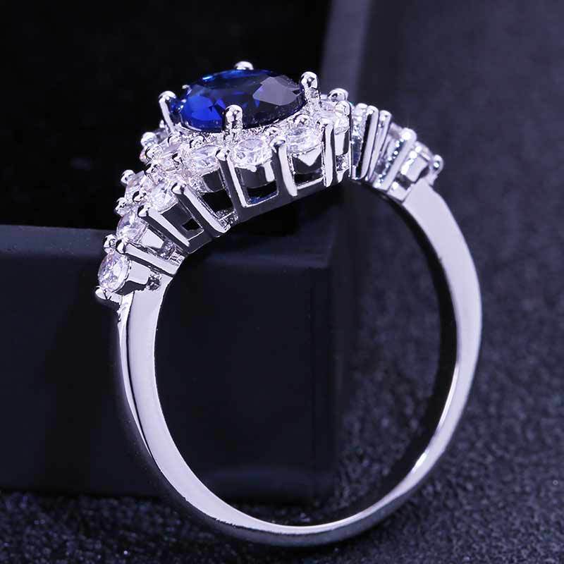 Anello zircone blu oro