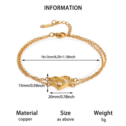 Bracciale cuore zirconi regolabile