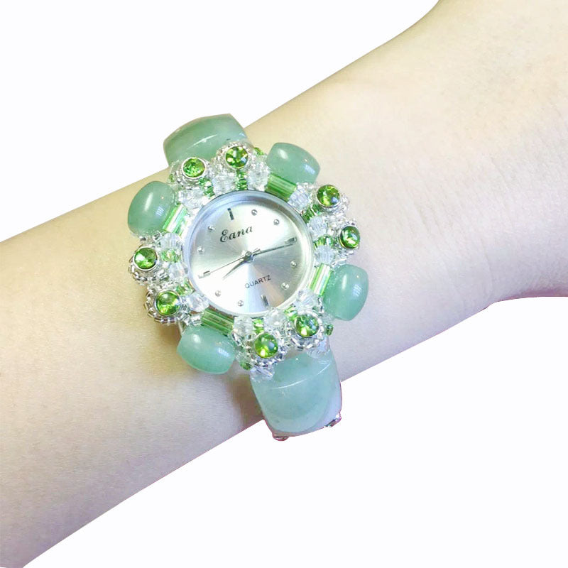 Orologio perle giada naturale