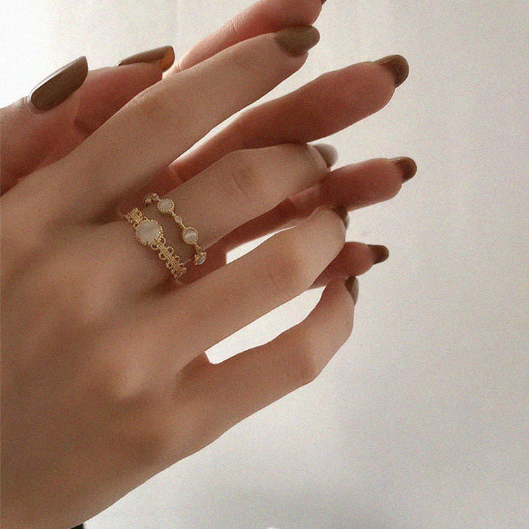 Anello opale fiore pizzo francese retrò